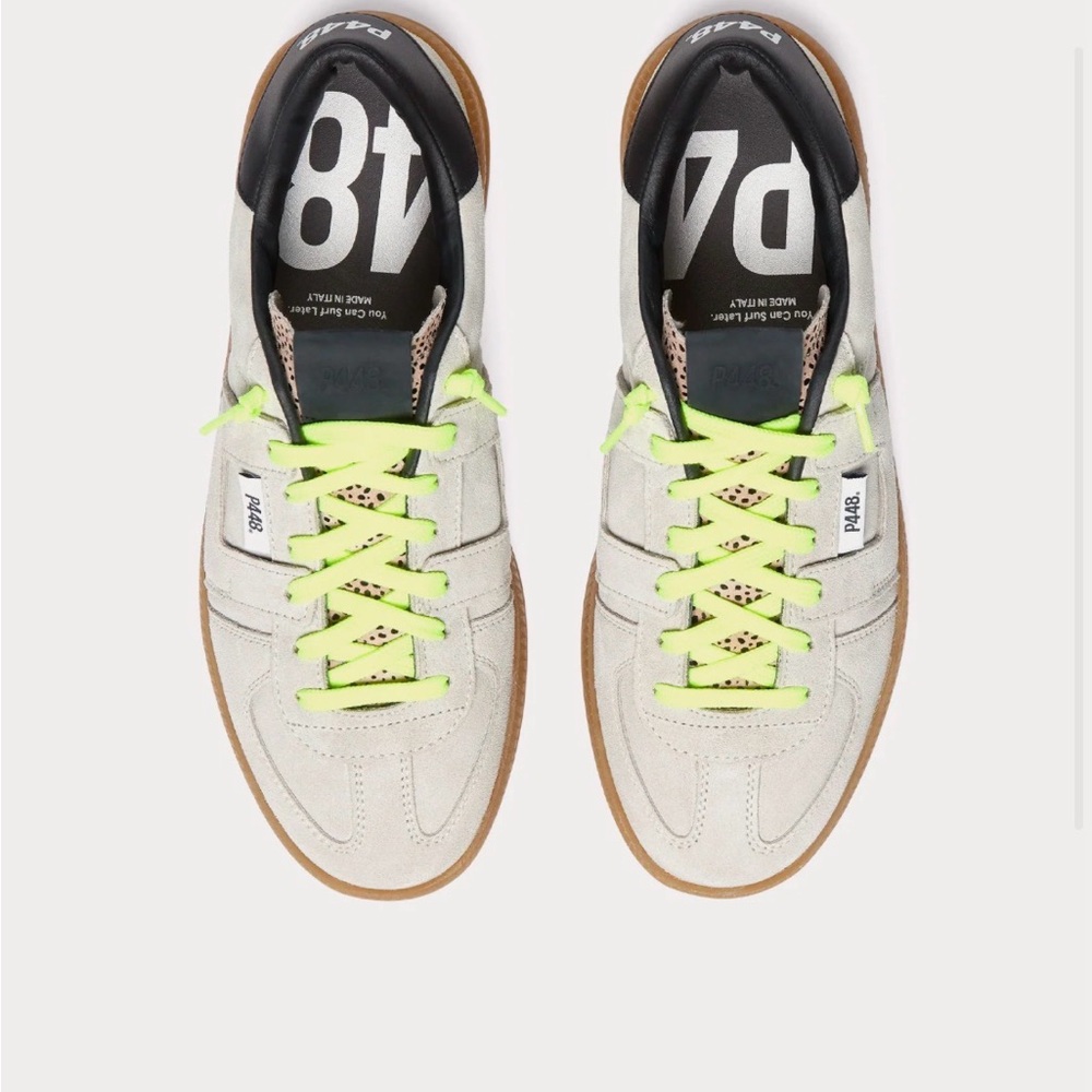 NWT P448 Monza Trek Taupe Low Top Sneakers